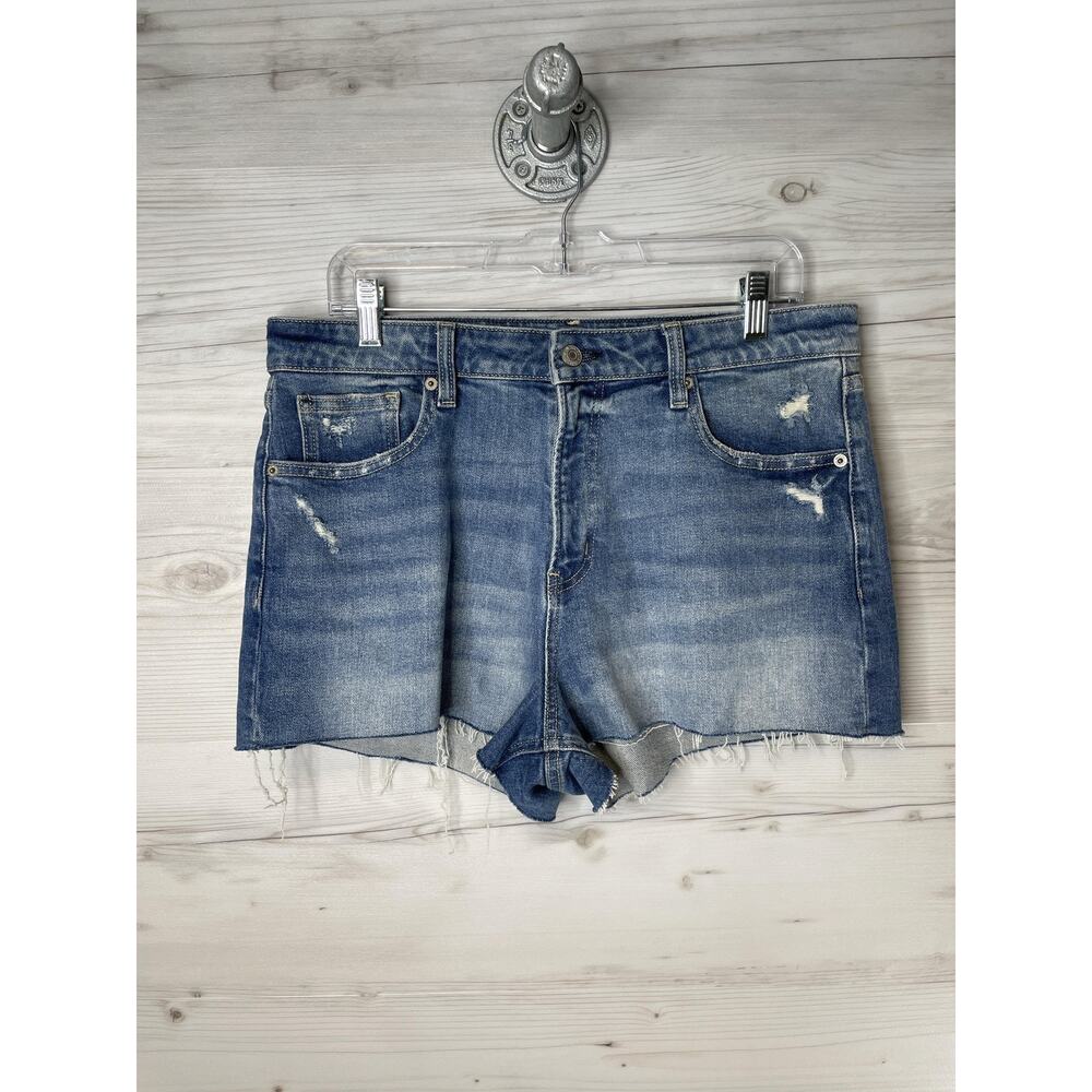 Arizona Jean Co Shorts Womens 15 Blue Denim High Rise Distressed Cutoff Raw Hem